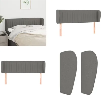 Produktbild von vidaXL Kopfteil mit Ohren Dunkelgrau 147x23x78/88 cm Stoff - Kopfteil - Kopfteile - Bett-Kopfteil - Bettkopfteil