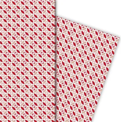 Produktbild von Klassisches grafisches Geschenkpapier mit Blumen, rot - G7267, 32 x 48cm