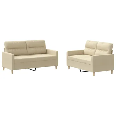 Immagine prodotto di vidaXL Set divano 2 pezzi con cuscini in tessuto crema