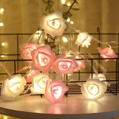Zdjęcie produktu dla Świateł LED, imitacja róż, ślub, festiwal, dekoracja, jasnoróżowy i biały