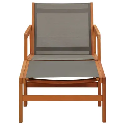 Image de vidaXL Chaise de jardin avec repose-pieds Gris Eucalyptus massif Textilène