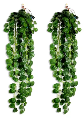 Produktbild von 2 Stück Künstliche Hängepflanzen mit Lotusblättern - Wartungsfreie Wand- und Hängepflanzen für Innen- und Außenbereich