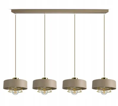 Produktbild von Luxolar Pendelleuchte Beige Gold 4 flammig E27 LED 60W - modern Hängelampe mit metal Drahtabdeckung - Deckenlampe wohnzimme