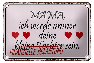 Produktbild von Blechschild Spruch 18x12cm Mama deine Tochter Herzen