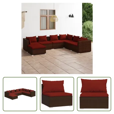 Produktbild von The Living Store 7-tlg. Garten-Lounge-Set mit Kissen Poly Rattan Braun