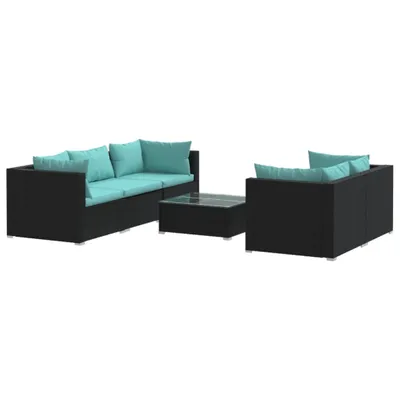 Immagine prodotto di Set Mobili da Giardino 6 pz con Cuscini in Polyrattan Nero
