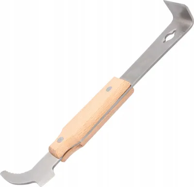 Produktbild von Imker-Hobelwerkzeug aus Edelstahl mit Holzgriff und Spreader 26 cm – Edelstahl Stockmeißel, Imkerwerkzeug mit Holzgriff und Rahmenhaken