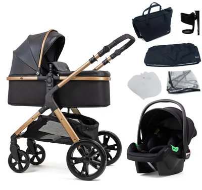 Produktbild von Pixini Arizona Kinderwagen Set 3in1 gold/schwarz
