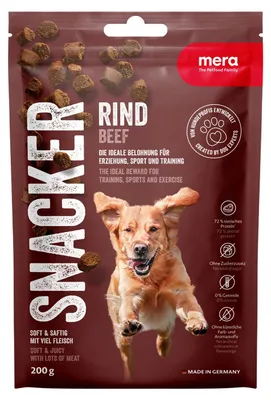 Productafbeelding van MERA Snacker Rund, 200g, graanvrij, zachte hondensnacks, ideaal voor training of als tussendoortje