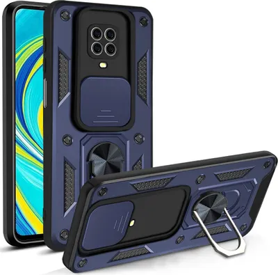 Produktbild von Redmi Note 9 Pro Hülle mit 360° Drehbarer Magnetische Ring Ständer Halter Dia Kameraschutz TPU Bumper Silikon Schutzhülle für Xiaomi Redmi Note 9S / 9 Pro / 9 Pro Max Blau