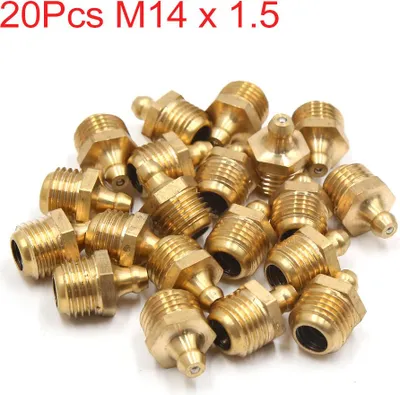 Image de 20Pcs Graisseur Droit M14 x 1,5 Laiton Filetage Graisseur Raccord Nipple pour Auto