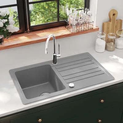 Produktbild von Granitspüle mit Abtropffläche Reversibel Grau