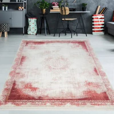 Obrázok produktu pre Vlnený koberec s frndami, červený, rozmery – 120 x 180 cm