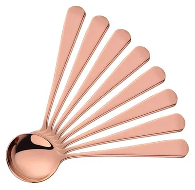 Runde Löffel aus Edelstahl, Set mit 8 Stück, Roségold