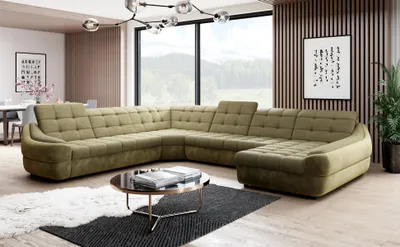 Productafbeelding van Bank, hoekbank, woonkamer set, design, hoekopstelling, stoffen bekleding, U-vorm