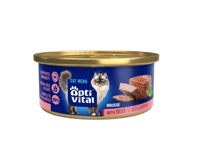 Zdjęcie produktu dla OptiVital Karma dla kota Mus z wołowiną 85 g