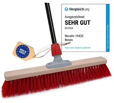 Produktbild von Novaliv Straßenbesen mit Stiel draußen 50 cm Elaston Borsten Ideal als Besen draußen Gartenbesen mit Stiel harte borsten Terassenbesen Hofbesen Stallbesen Kehrbesen Industriebesen Outdoor broom