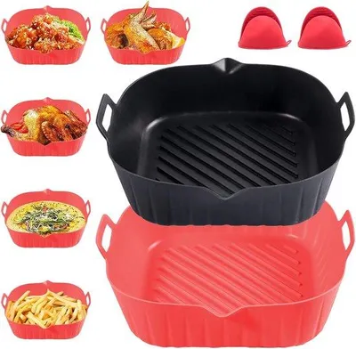Produktbild von 22 cm Haartrockner-Silikon-Unterlage, wiederholbarer Antihaftmatte für den Backofen, Küchenaccessoires für zu Hause (rot + schwarz)