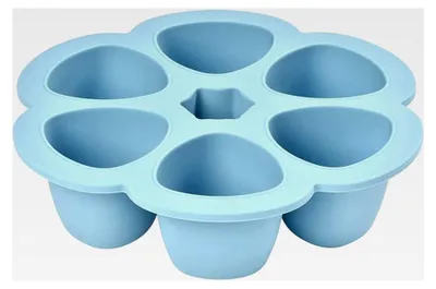 Produktbild von Silikon-Aufbewahrungsbehälter in - Extrem temperaturbeständig - Ofen und Mikrowelle - 6 Fächer - Luftdichter Deckel - 6 x 90 ml - Blau