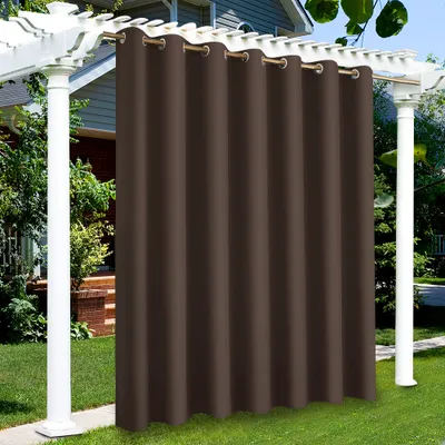 Image de Topchances 1 set surdimensionné Indoor Outdoor Rideau extérieur 254*213cm(l x h), Coupe-vent Imperméable Protection solaire Protection UV pour jardin Patio Balcon, Marron foncé