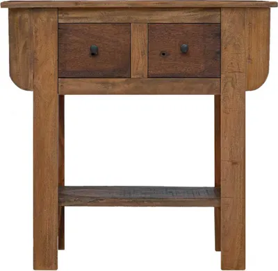 Zdjęcie produktu dla Stolik konsolowy vidaXL, wykonany z mieszanki odzyskanego drewna, wymiary: 80 x 35 x 80 cm