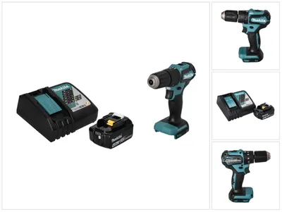 Obrázek produktu pro Akumulátorová příklepová vrtačka Makita DHP 483 RM1 18 V 40 Nm bezkartáčová + 1x akumulátor 4,0 Ah + nabíječka.