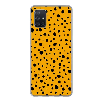 Produktbild von MuchoWow® Handyhülle Schutzhülle Hülle für Samsung Galaxy A71 Polka dots - Orange - Schwarz Silikon Softcase Handy Hülle - Kartenbesitzer