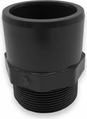 Produktbild von PVC Muffennippel | 50/63 mm | Klebemuffe/Stutzen X Aussengewinde X 2" | PN16 | Grau