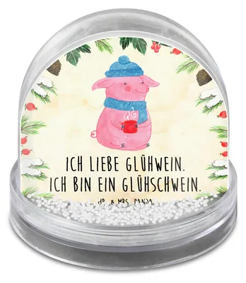 Produktbild von Mr. & Mrs. Panda Dekokugel Schwein Glühwein - Naturpapier - Geschenk, Schneekugel Modern, Glühschwein, Weihnachten, Punsch, Weihnachts, dekoartikel, schnee kugel