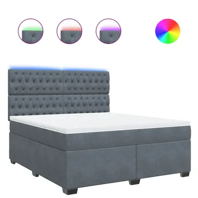 Produktbild von Boxspringbett mit Matratze Dunkelgrau 180x200 cm Samt
