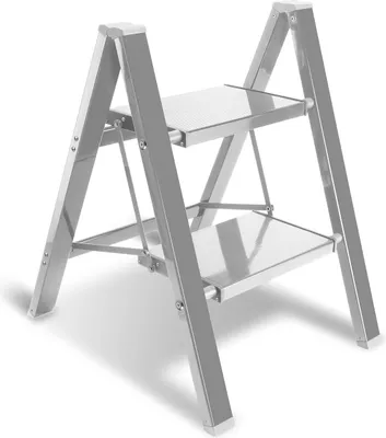 Obrázok produktu pre Clanmacy rebrík skladací 2 kroky strieborný rebrík skladací krok hliník