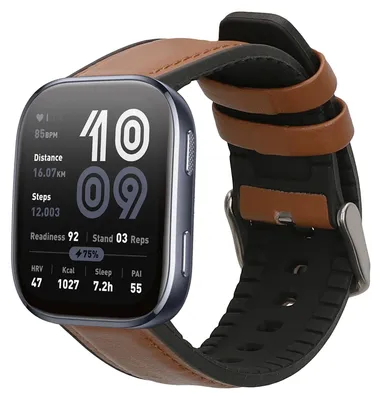 Produktbild von kwmobile Leder Uhrenarmband für 22mm Amazfit Bip 6 / Bip 5 Unity / Bip 5 / GTS 3 / Balance 2 / Helio Strap Armband - Ersatzarmband für Fitnesstracker