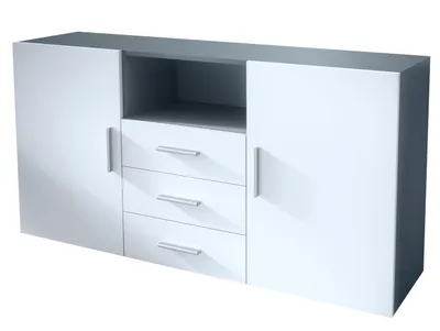 Produktbild von Vladon Sideboard Skadu, Kommode mit 2 Türen, 3 Schubladen und 1 offenem Fach, Anthrazit matt/Weiß matt (138,5 x 71,5 x 35 cm)