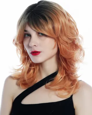 Produktbild von WIG ME UP Perücke wild struppig gewellt gelockt schulterlang Ombre Schwarz Kupferblond SZL0673-T-010