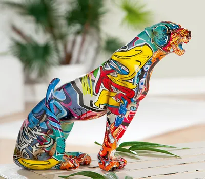 Produktbild von Casablanca Deko Gepard sitzend Skulptur Urban Street Art 28,5 cm bunt Raubkatze Figur
