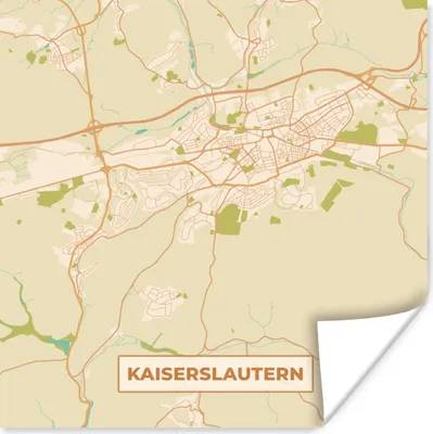 Produktbild von MuchoWow® Poster Kaiserslautern - Karte - Vintage - Stadtplan 100x100 cm - Babyzimmer