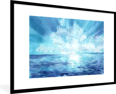 Produktbild von MuchoWow® MuchoWow® Gerahmtes Poster Meer - Himmel - Sonne 90x60 cm - Poster mit zchwarzem Bilderrahmen - Wanddekoration - Fotos