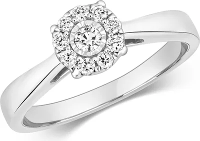 Produktbild von Funkelndes Feuer Klassischer 9 Karat (375) Weißgold Solitär Verlobung Diamantring Brillant-Schliff 0.20 Karat H - I1, 55 (17.5); TRS211699KWRSO