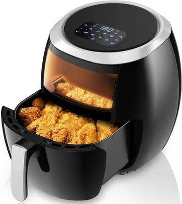 Obrázek produktu pro Fritovací trouba s horkým vzduchem - 8 litrů - LED dotykový displej - Vaření bez oleje - S průhledným okénkem