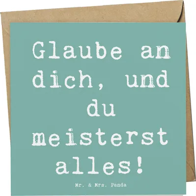 Produktbild von Mr. & Mrs. Panda Grußkarte Spruch Stolpersteine im Alltag meistern - Meeresbrise - Geschenk, doppelkarte, Zuversicht, Glückwunschkarte, Herausforderungen, Vertrauem, Mut