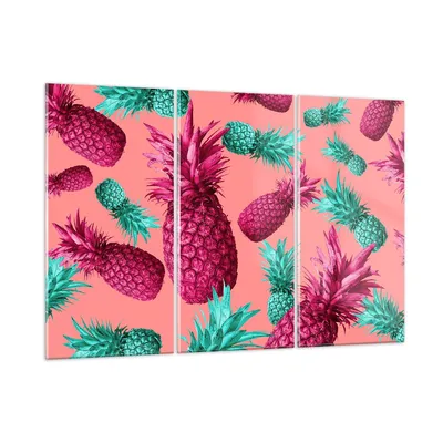 Produktbild von Bilder auf glas - Ananas Obst Saft - 165x110cm - Glasbilder - Wandbilder - Kunstdruck - zum Aufhängen bereit - Wanddekoration aus Glas - Glas Bilder - Wandbild auf Glas - 3 Teile - GCE165x110-4031