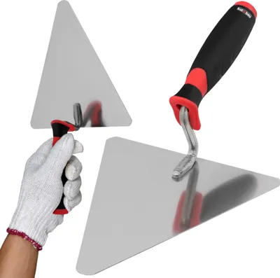 Produktbild von KOTARBAU® Edelstahl Dreieckskelle 180 mm x 125 mm Maurerkelle mit Kunststoffgriff Stukkateurkelle Putzkelle Stukkateurspachtel unabdingbar für Mauerer