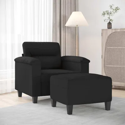 Productafbeelding van Maison Exclusive - Fauteuil met voetenbankje, zwart, 60 cm, microvezelstof