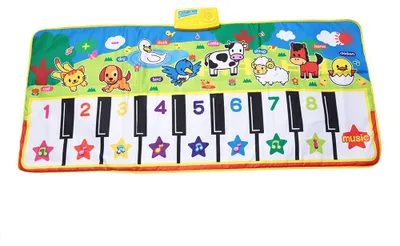 Immagine prodotto di Tappeto musicale portatile per bambini con tastiera, tappeto giocattolo per pianoforte, tappeto per l'educazione precoce dei neonati
