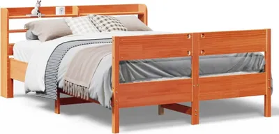 Produktbild von Massivholzbett ohne Matratze Wachsbraun 135x190 cm Kiefernholz