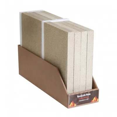 Produktbild von Kamino Flam Vermiculitplatte 300x200x30 mm – Unbrennbar, faserfrei, temperaturbeständig bis 1100°C, Schamottesteinersatz für Kaminöfen, Herde & Öfen, einfach zuschneidbar
