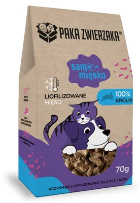 Zdjęcie produktu dla Przysmak liofilizowany Paka Zwierzaka Samo Mięsko królik przysmak 70g