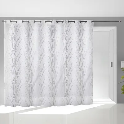 Ringvorhang für Erker, Weiß, 280 x 250 cm, Polyester
