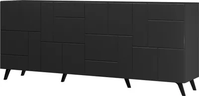Produktbild von Kommode Diverse DV1 Sideboard 200x82x42 cm Gefräste Front 4 Türen Schwarz/Schwar/Muster 1
