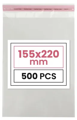 Produktbild von 500 transparente Klebefolienbeutel, 15,5 x 22 cm, mit selbstklebenden Laschen